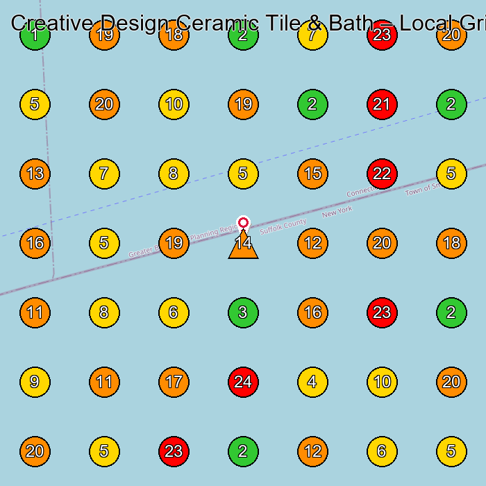 Creative Design Ceramic Tile & Bath Kitchen Remodeler GeoGrid ranking map for None